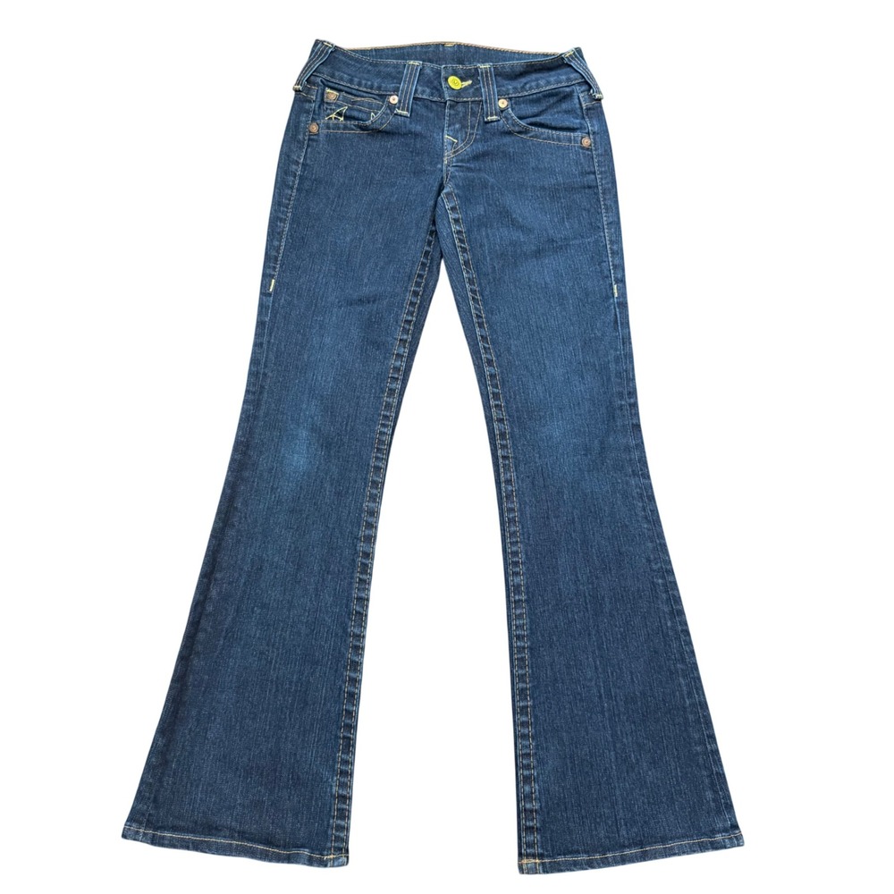 True Religion Bobby Flare Leg Jeans Womens 27 Blue Vintage Y2K Low Rise Stretch